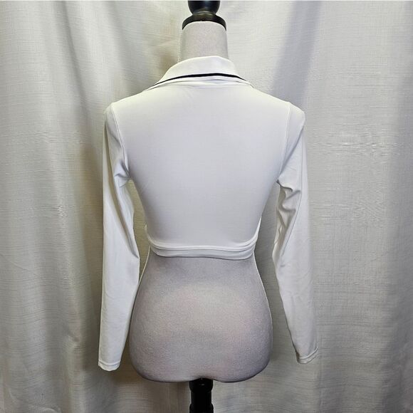 OFFLINE By Aerie White Real Me Long Sleeve Polo T-Shirt Size Medium - Picture 8 of 12